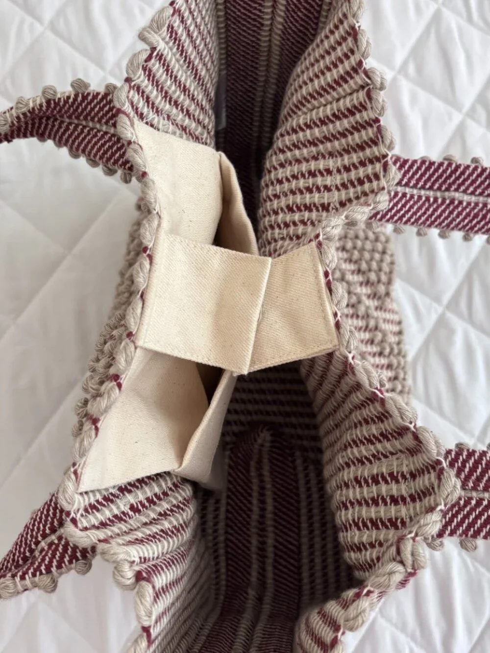 Antonello Tedde Knotted Cotton & Linen Bag in Burgundy